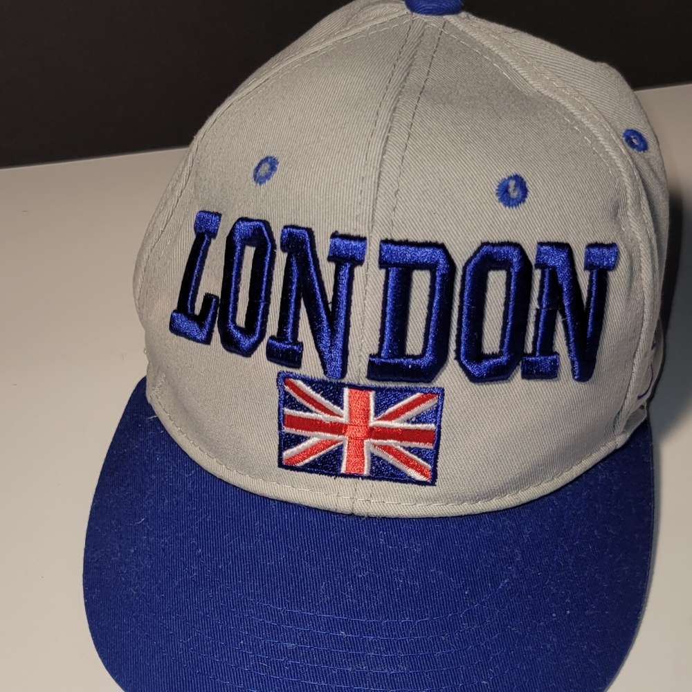 King Ice Snap Back Hat London Flag Blue Grey